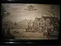 Johan Claesz Loo's summer home on the left, called Velserend, and his brewery on the right called De Drie Leliën in 1627.