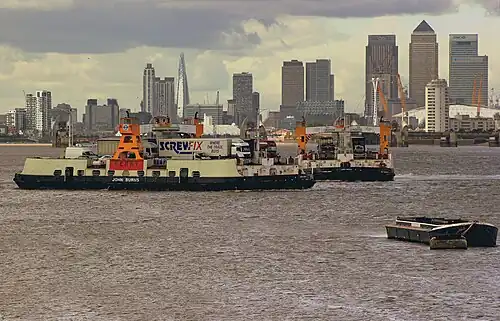 Image 44Woolwich Ferry boats "John Burns" and "James Newman" on the River Thames, 2012.