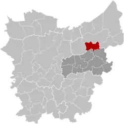 Location of Waasmunster in East Flanders