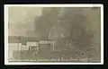 Smoke billowing over Wainwright, the aftermath of a fire.