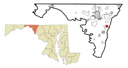 Location of Mount Lena, Maryland