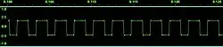 Closeup view of waveform in the audio sample.