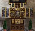 Winged triptych made in part by Jan van Wavere in 1520.