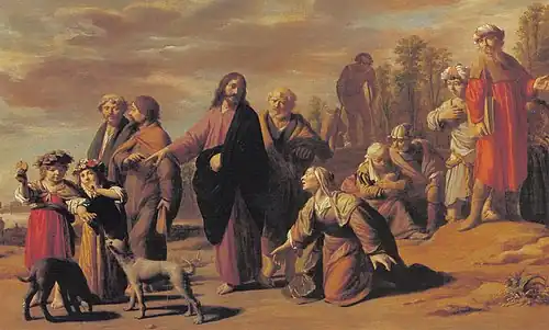 A Canaanite woman begs Jesus to heal her daughter, Willem van Oordt, 1645–1650