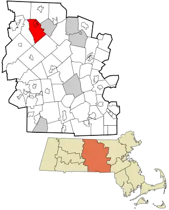 Location in Worcester County and Massachusetts.