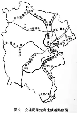 1963 map of proposed municipal subway lines.