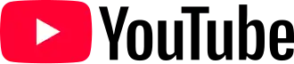 The YouTube logo is made of a red round-rectangular box with a white triangular "play" button inside and the word "YouTube" written in black.