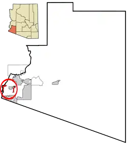 Yuma County with Cocopah Reservation highlighted