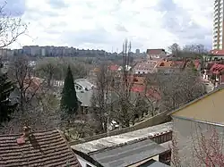 Záběhlice as seen from Nad chaloupkami Street, Spořilov estate in the background