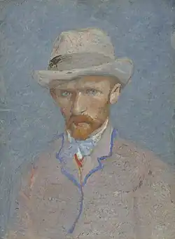 Self-Portrait with Grey Felt Hat, March/April 1887 Oil on pasteboard, 19 × 14 cm Van Gogh Museum, Amsterdam (F296)