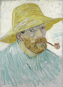 Self-Portrait with Pipe and Straw Hat, Summer 1888 Oil on pasteboard, 42 × 31&nbsp;cm Van Gogh Museum, Amsterdam (F524)