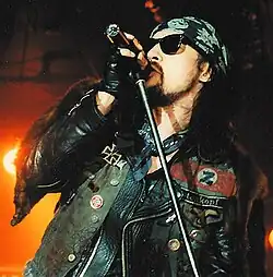 Zodiac Mindwarp on stage at L'Amour in Brooklyn, New York, c. 1989
