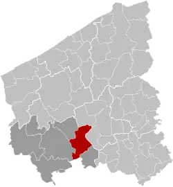 Location of Zonnebeke in West Flanders