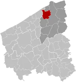 Location of Zuienkerke in West Flanders