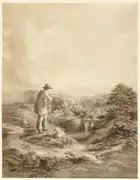 Drawing, Landscape with Figure in Foreground, c 1840. Illustration design for Samuel Roger's poem "The Pleasures of Memory"