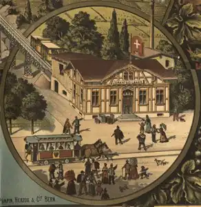 Lower station from before 1910, as seen on a poster