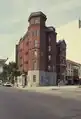 The exterior partially restored, though the ground floor is still not restored and the golden dome and cupola have not been added.