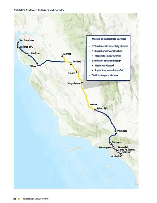 California High Speed Rail Initial Operating Segment as of March 2023