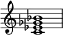 {
\override Score.TimeSignature #'stencil = ##f
\relative c' {
\clef treble \time 4/4
<c es ges bes>1
} }