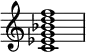 {
\override Score.TimeSignature #'stencil = ##f
\relative c' {
\clef treble \time 4/4
<c es g bes d f>1
} }
