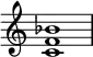 {
\override Score.TimeSignature #'stencil = ##f
\relative c' {
\clef treble \time 4/4 <c f bes>1
} }