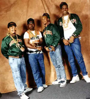 Promotional shoot, c. 1989, of the most well known lineup of the group. From left to right Fresh Kid Ice, Mr. Mixx, Brother Marquis, and Luke.