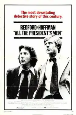 Black-and-white poster of Redford and Hoffman shown beneath their names and the movie's title