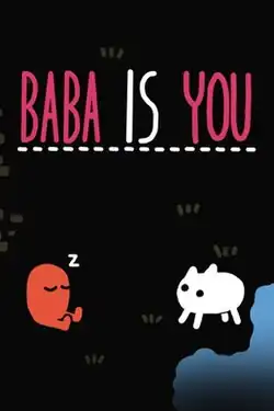 Cover art of Baba is You, depicting the eponymous white creature Baba and red creature Keke