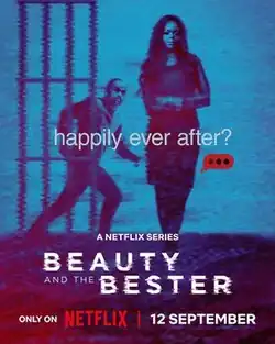 A Netflix promotional poster featuring Nandipha Magudumana in the foreground and her co-accused, Thabo Bester, escaping from prison in the background.