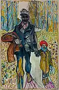 walking in gods buti, Oil and charcoal on linen (274.5 x 183&nbsp;cm), 2013