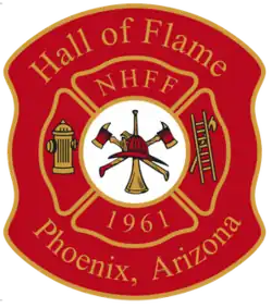 Red firefighting badge