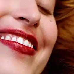 Quoted from the album's Bandcamp page: "The cover of Liquorice, the third album from Australian indie pop artist Hatchie, features a closely cropped portrait of Harriette Pilbeam laughing, her smudged red lipstick suggesting the glorious aftermath of a kiss."