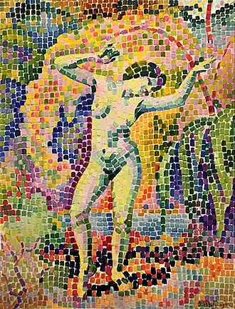 Jean Metzinger, 1906, La danse, Bacchante, oil on canvas, 73 × 54&nbsp;cm. The subject of maenads remained popular in the arts at least into the early 20th century