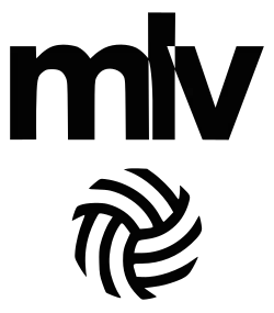 A simple depiction of a volleyball, with the letters "mlv" in lowercase printed above it.