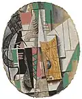 Pablo Picasso, 1912–13, Guitare (Guitar), oil and charcoal on canvas, oval, 72.4 x 60 cm, National Museum of Art, Architecture and Design, Oslo